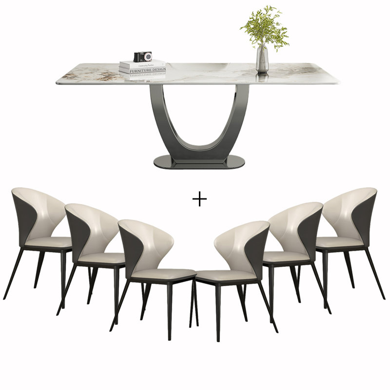 Ensemble de salle à manger rectangulaire, H 29,53 po x L 55,12 po x l 31,5 po, table and 6 chairs