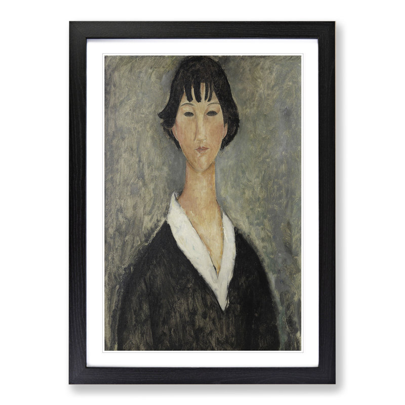 Portrait of a Girl Vol.4 by Amedeo Modigliani - Picture Frame Painting, Black Framed, 36cm H x 27cm W x 2cm D