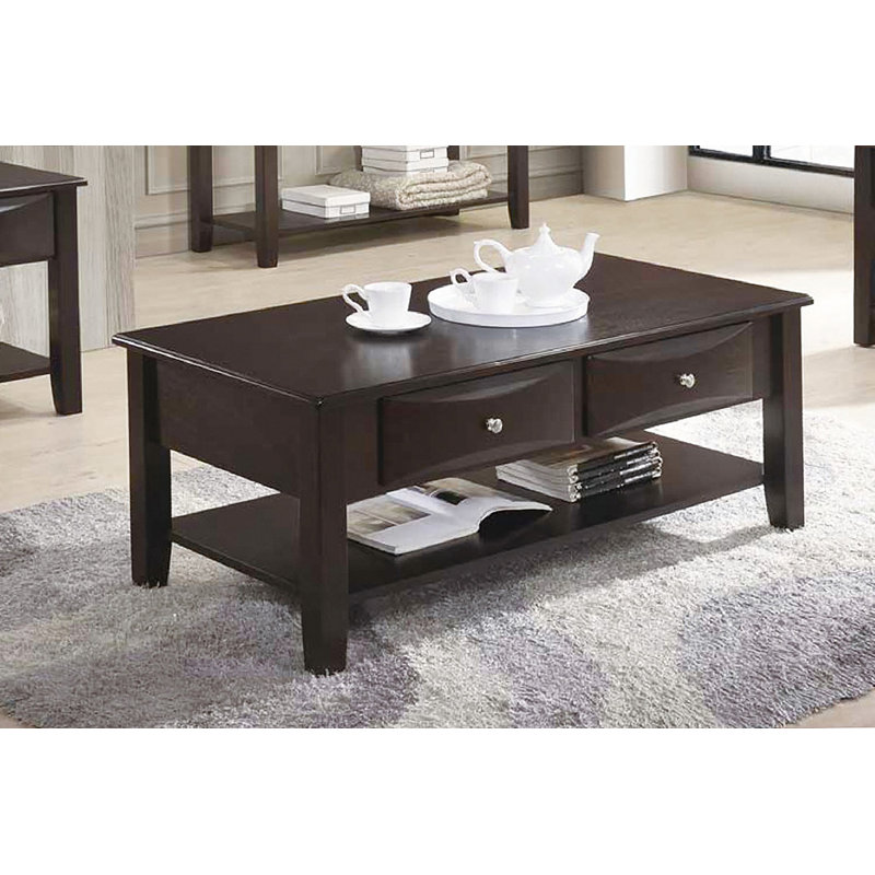 Table basse à deux tiroirs en brun