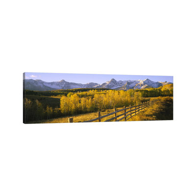 Trees In A Field Near A Wooden FenceDallas Divide, San Juan Mountains, Colorado, USA by Panoramic Images - Panoramic Gallery-Wrapped Canvas Giclée on Canvas