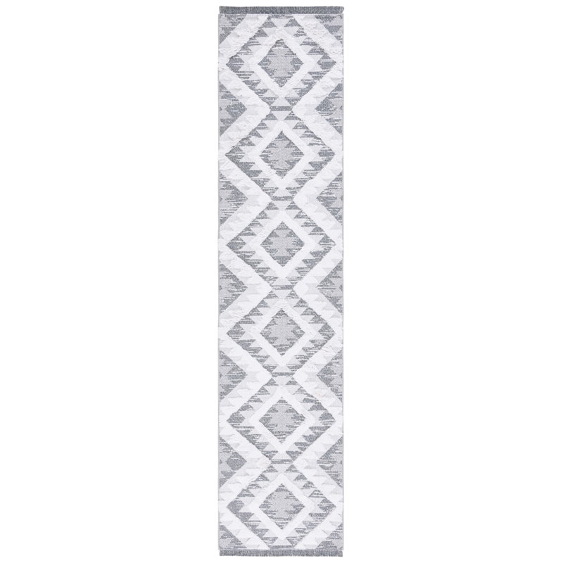 Tapis gris / ivoire Augustine 712, Tapis de couloir 2 pi x 9 pi