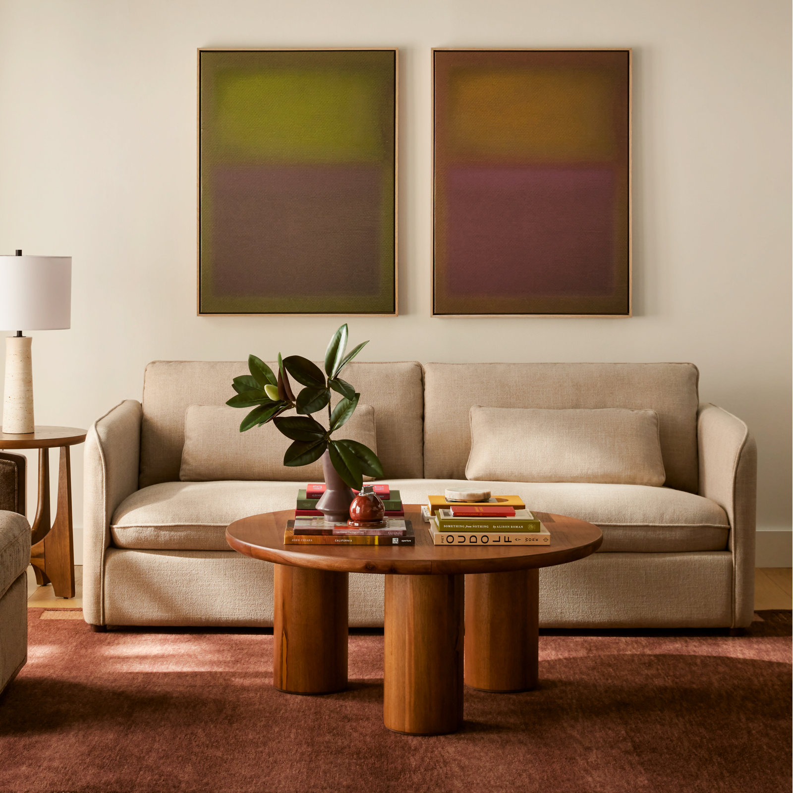 Composition Neutral Painting by Charles Stuart, Light Brown, Neutral, 40" H x 30" W x 2" D