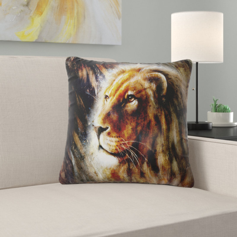Lion majestueusement paisible - Coussin décoratif à imprimé animal, 12 po x 20 po, Rectangulaire