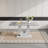 Avdain 63" Modern American Rectangular Faux Marble Top Dining Table with U-shaped Pedestal Base-2060811574
