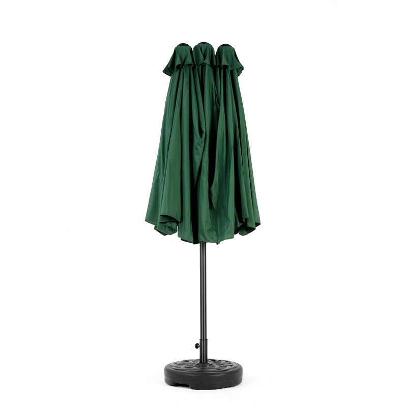 Grand parasol rectangulaire double face 14,8 pi avec manivelle, Vert