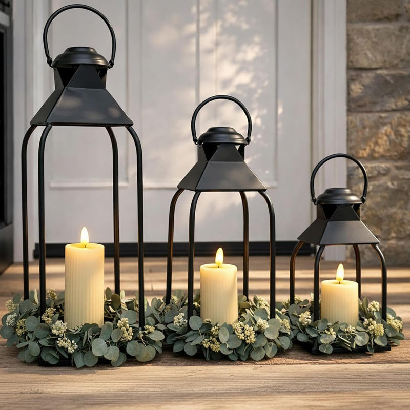 Lanternes décoratives en métal pour l'intérieur et l'extérieur, bougeoir pour porche