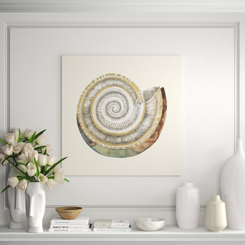 Earthen Conch VII Print by Sara Brown, Gold Metallic Plexi, 36" H x 36" W