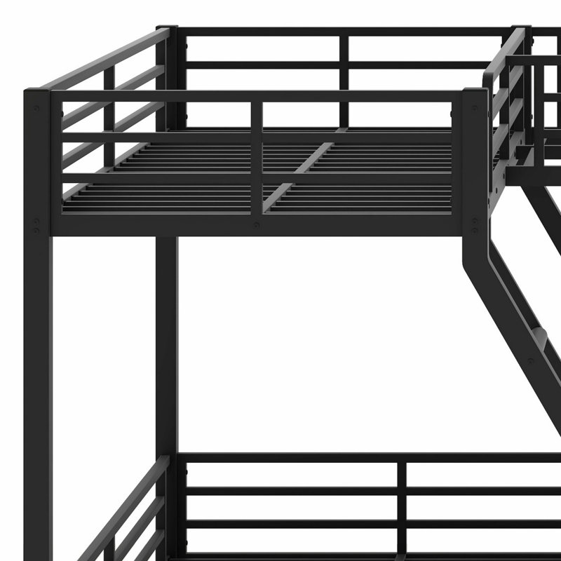 L-Shaped Bunk Bed With Loft Bed, Slide And USB Ports, Twin XL over Queen over Twin