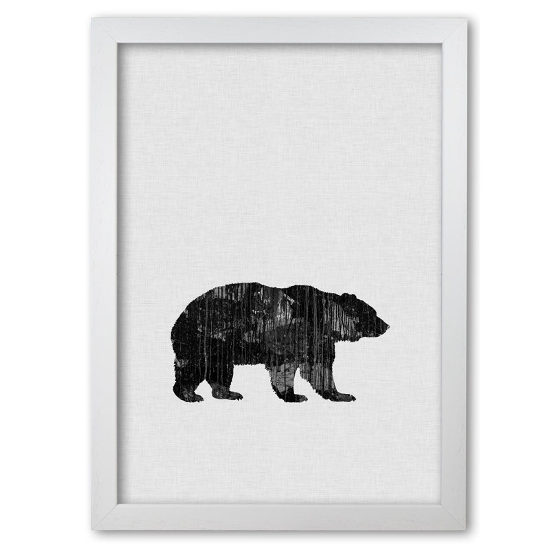 Bear Animal Art - Print, 60 cm H x 42 cm W x 5 cm D, White Grain Frame