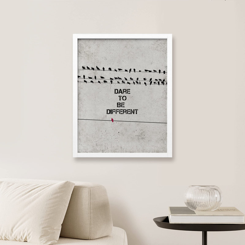 " Dare To Be Different Birds Silhouette Original Loft Cement Grey Courage ", White, 10" H x 8" W