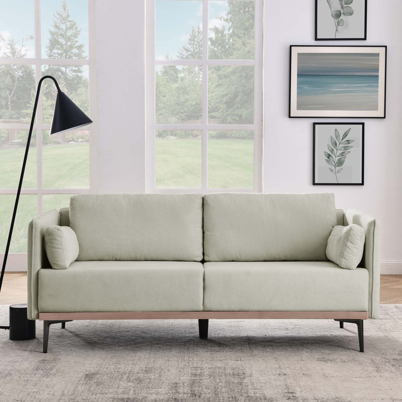 Jeconiah Upholstered 72.83'' Sofa, Beige 100% Linen, 32.28" H x 72.83" W x 31.88" D