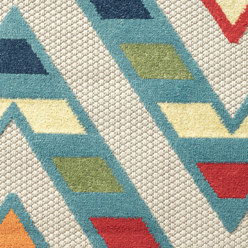 Striped Diamond High-Low Power Loomed Indoor/Outdoor Area Rug, Rectangle 3'6" x 5'6"