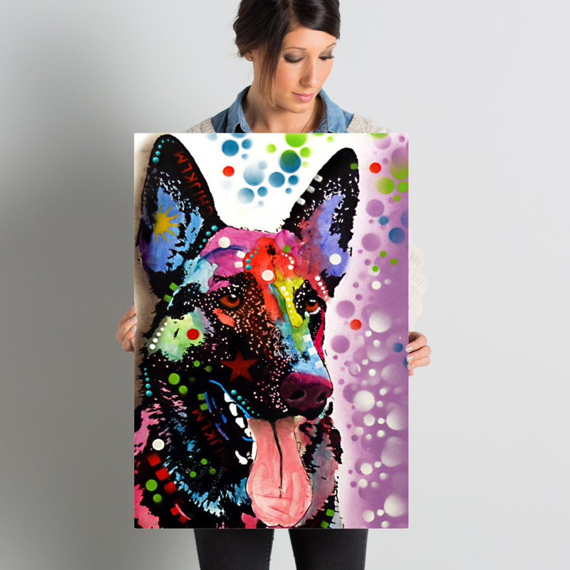 Berger allemand, impression sur toile tendue, H 26 po x l 18 po x P 1,5 po, Toile avec cadre flottant noir