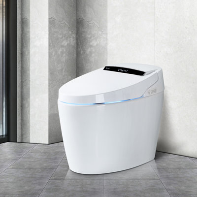 Auto Seat Open/Close Bidet Toilet - Night , Temperature Adjustable, White Ceramic Smart With Function Multiple Flushing Options,