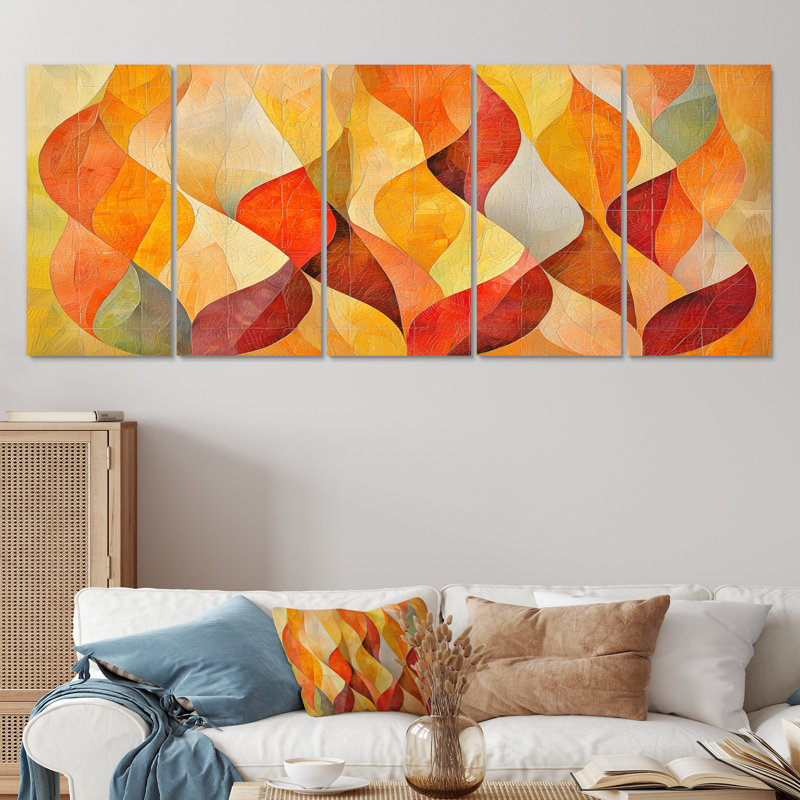 Noya - Ge - feuille géométrique, décoration murale - art mural moderne, H 28 po x l 60 po, 5