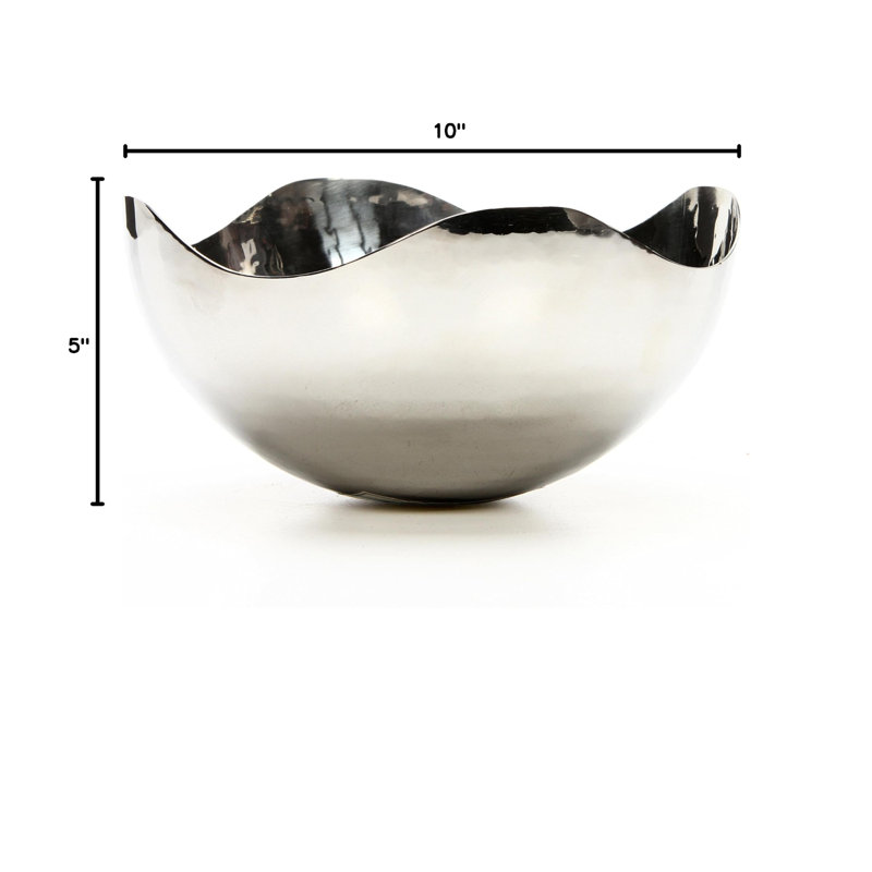 Hosley - Bol en métal argenté de 10 po de long avec élégance moderne pour le service et la décoration