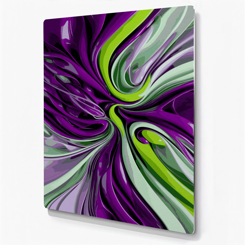 Abstraction numérique 75, art mural en métal mauve, H 14 po x l 11 po