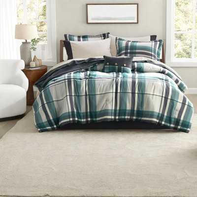 Ensembles de literie confortables de 7 pièces, conception simple à carreaux en microfibre pour la décoration intérieure