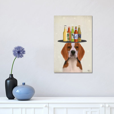 Beagle Beer Lover by Fab Funky - Wrapped Canvas Print