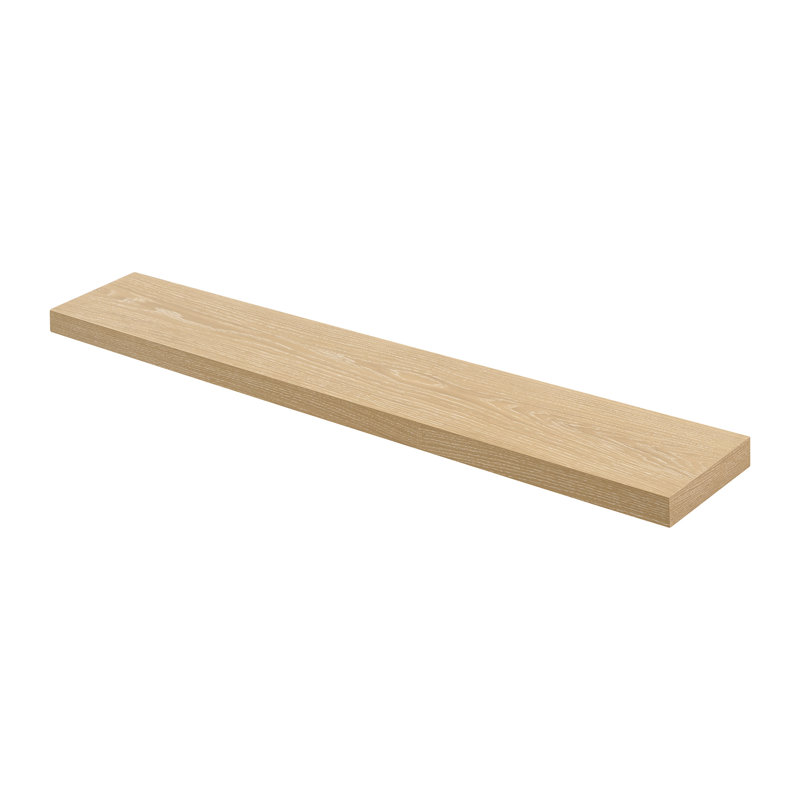 Alma White Oak Wood Floating Shelf, Whitewash Stain, 48"