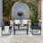 Modern Outdoor 4 - Piece Patio Furniture With Gray , Blue Cushions And Wood Table, Weather , Suitable For Lawn Balcony Cushions, Frame, Water Porch