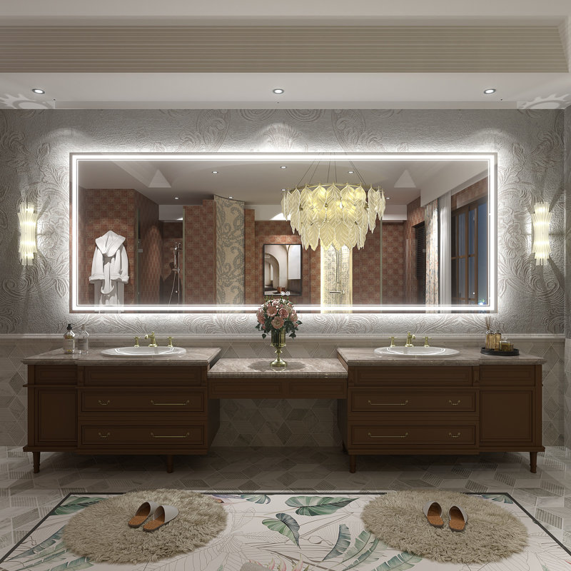  Wayfair Basics® UL Certified Front & Back LED Anti-Fog Tempered Glass Bathroom/Vanity Mirror , 96" x 36"