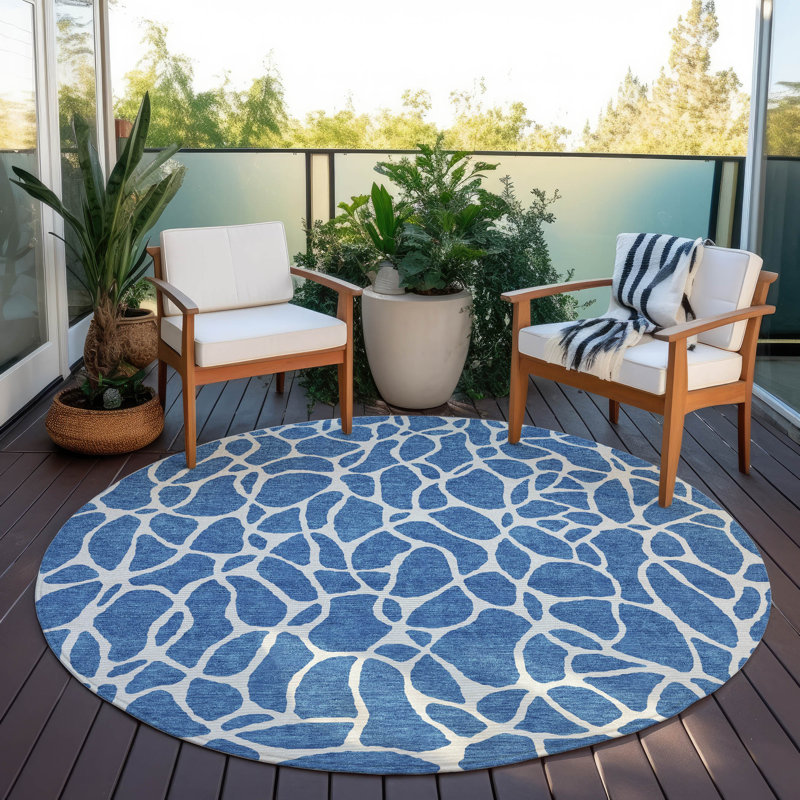Tapis intérieur / extérieur bleu Zarelia , 8 pi x 8 pi