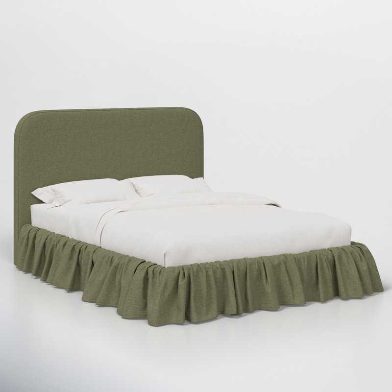 Maggie Ruffle Platform Bed, Zuma Laurel Textured Linen, Full