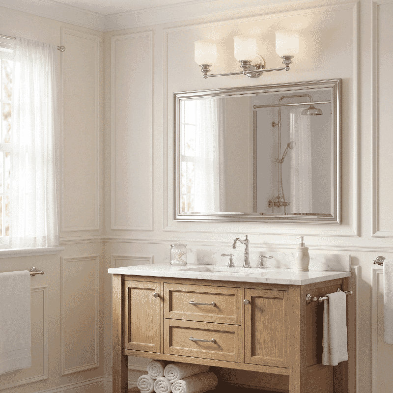 Éclairage pour salle de bain 3 lumières Savoy House Melrose en nickel satiné, Nickel satiné