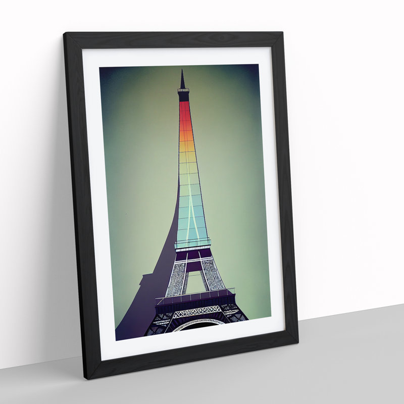 Modern Eiffel Tower - Framed Print, Black, 64cm H x 46cm W x 2cm D