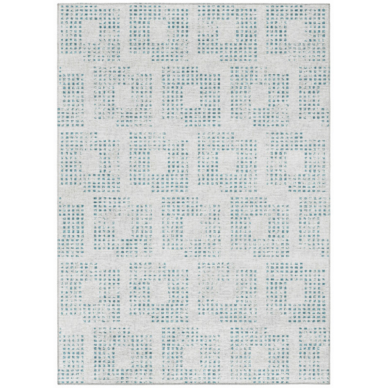 Tapis contemporain gris pied-de-poule 1 pi 8 po x 2 pi 6 po, Rectangle 10 pi x 14 pi