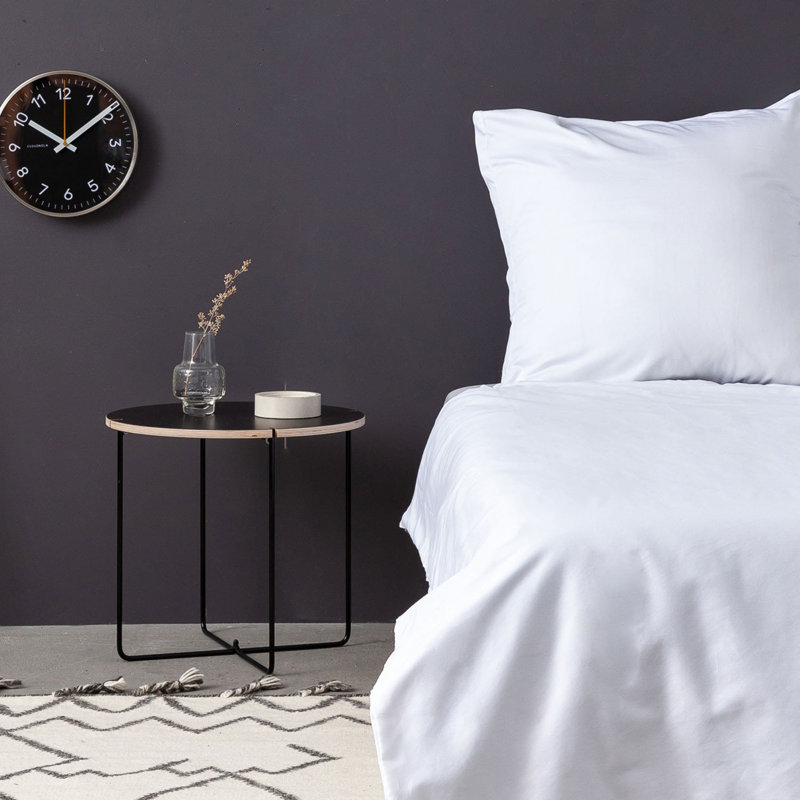 Ensemble de housse de courtepointe en satin, Blanc, Housse de couette double / grand + 2 taies d'oreil