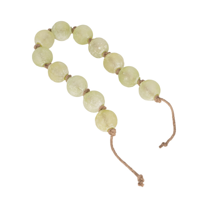 Modern Glass Beads with Woven Jute Cord - Handcrafted Single Decorative Accent with Contemporary Style and Natural Texture for Versatile Display in Any Room or Shelf Decor