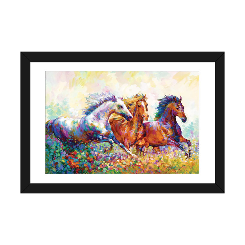 «Running Free II» par - Toile tendue, H 24 po x l 32 po x P 1 po, Cadre noir