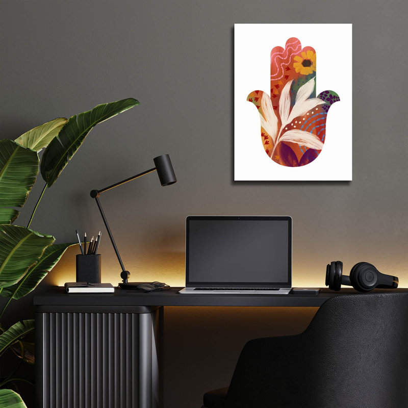 «Fall Hamsa» par Linda Woods, art mural en verre acrylique, H 16 po x l 12 po x P 0,13 po