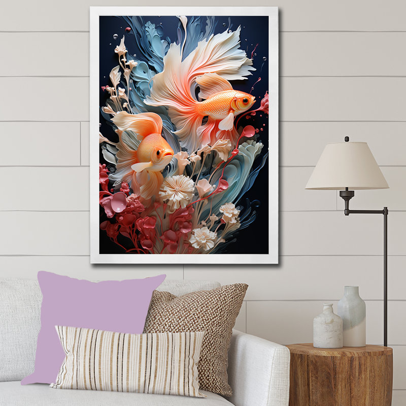 Minimalisme, aquariums, poissons - aquarium, décoration murale_106435, H 44 po x l 34 po x P 1,5 po, Cadre photo blanc