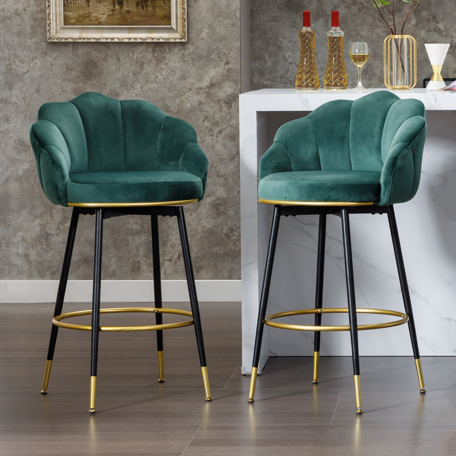 Everly Quinn Olvina Swivel 29'' Tall Bar Stools & Counter Stools & Reviews | Wayfair