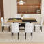 Ensemble de table et chaises, table de salle à manger en bois avec tablette de rangement et chaises d'appoint-274372928-274372931
