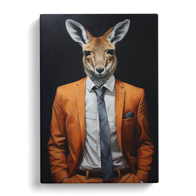 Kangaroo In A Suit No.2 - No Frame Print, 60cm H x 40cm W x 3cm D