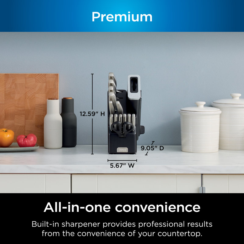 Ninja 14-Piece Stainless Steel Knife Block Set with Built-in Sharpener