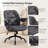 Retro Faux Leather Mid-Back Office Chair with Removable Arms, Ergonomic Swivel Desk Chair with Rubber Wheels, Adjustable Tilt, Lumbar Support-1977682495