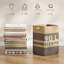 Grand panier à linge tissé avec poignées en cuir - Organisateur de rangement en corde de coton naturel pour vêtements, jouets, couvertures et oreillers | Bac pliable multi-usage pour chambre de bébé, chambre à coucher, salle de lavage