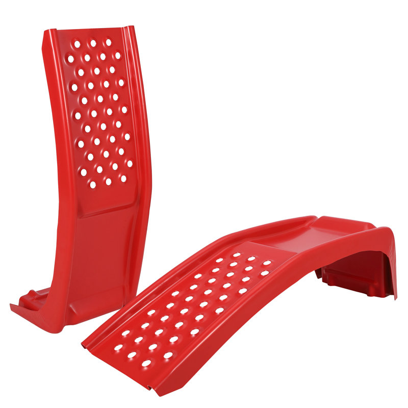 Generic Heavy Duty Steel Car Ramps 8000 lbs, 8 in. Lift, Non-Slip Traction Holes, Blue, Set of 2, Red