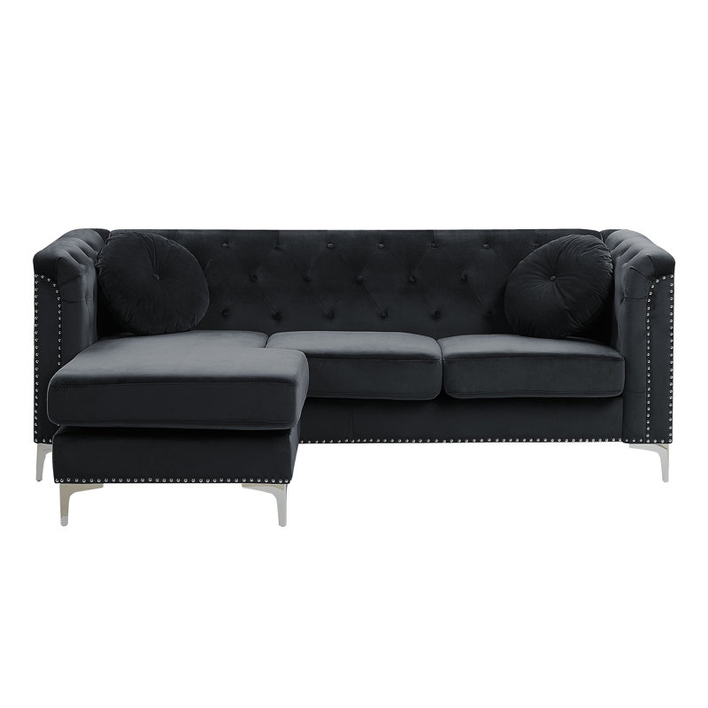 Mosley 3 Seater Corner Sofa , Left, Black