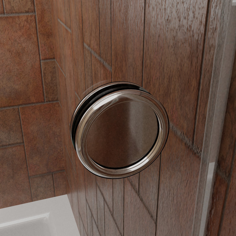 Porte de douche réversible coulissante sans cadre H 60 po x H 76 po Hawaii, Chrome chrome