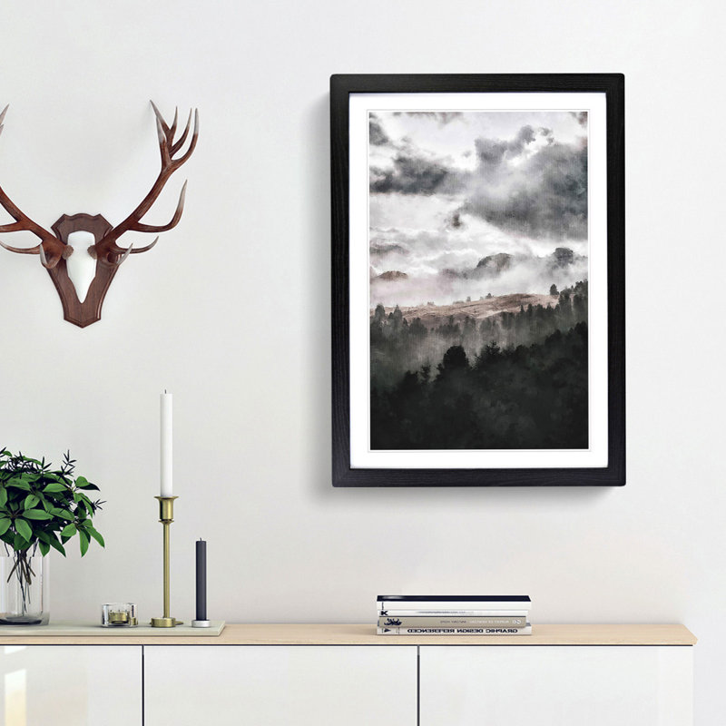 Mist over Wurzjoch in Italy - Picture Frame Painting Print, Black Framed, 87cm H x 62cm W x 2cm D