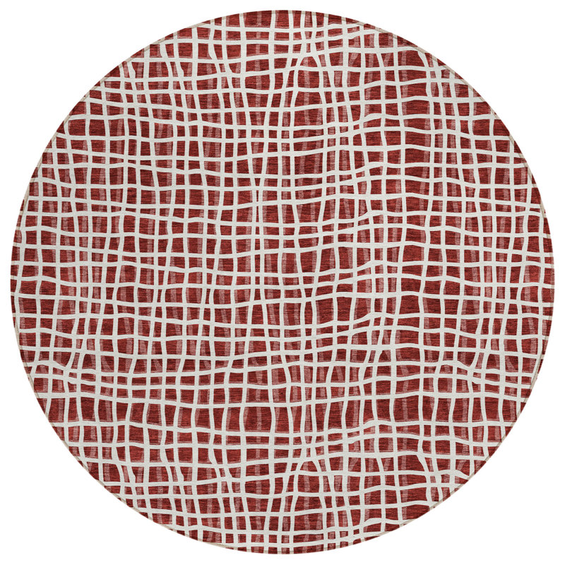  Finck Non-Slip Indoor / Outdoor Door Mat, Round 8'
