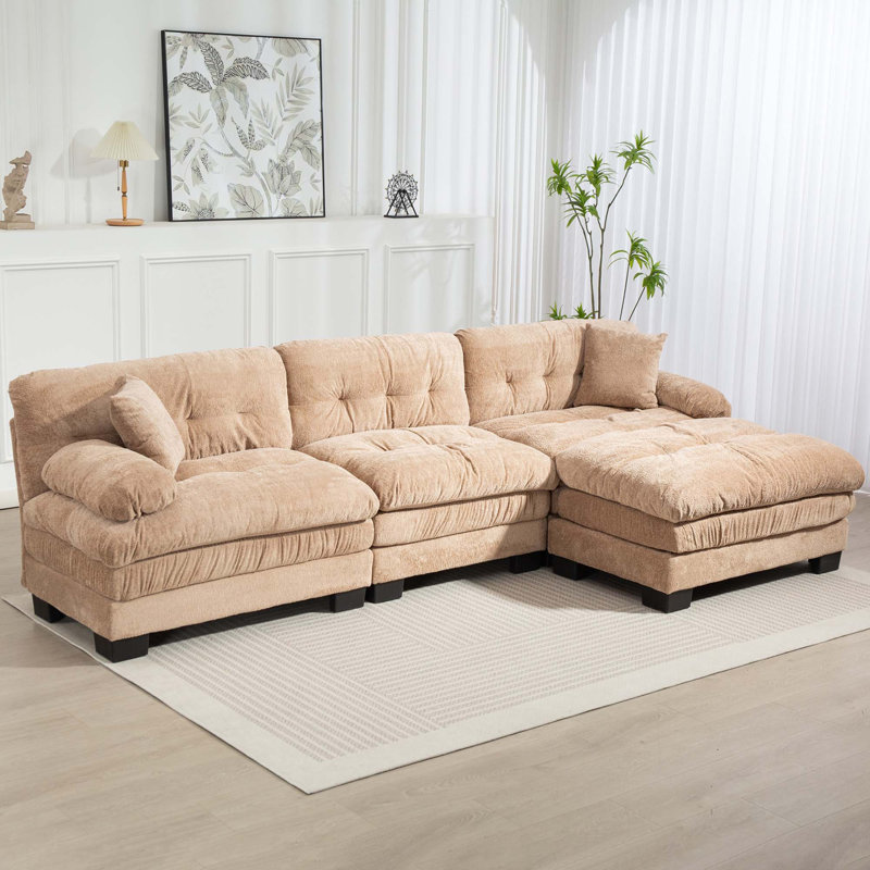 Canapé modulaire en L à assise profonde et canapé réversible à 3 places