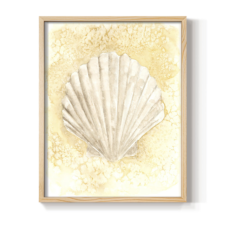 Reproduction encadrée Salty Seashell II - bois massif, H 11 po x l 9 po
