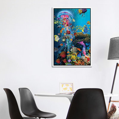 Electric Jellyfish at the Reef 1 Piece Wall Art on Canvas